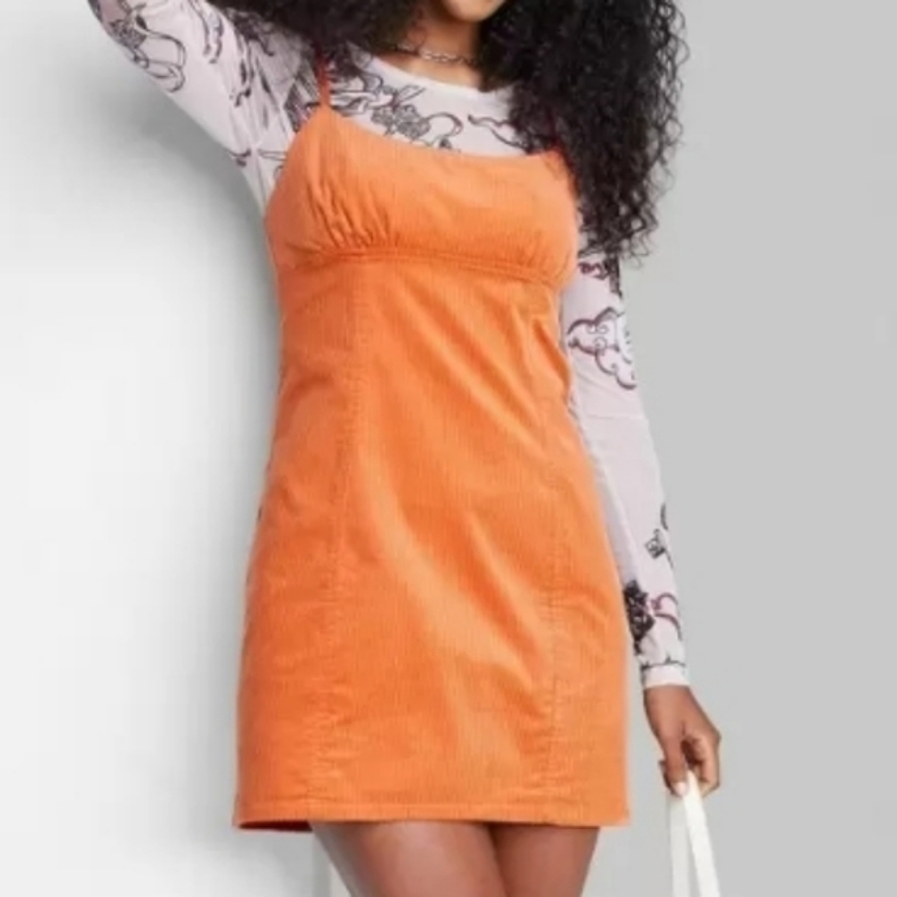 WILD FABLE Orange Corduroy Dress (#670)